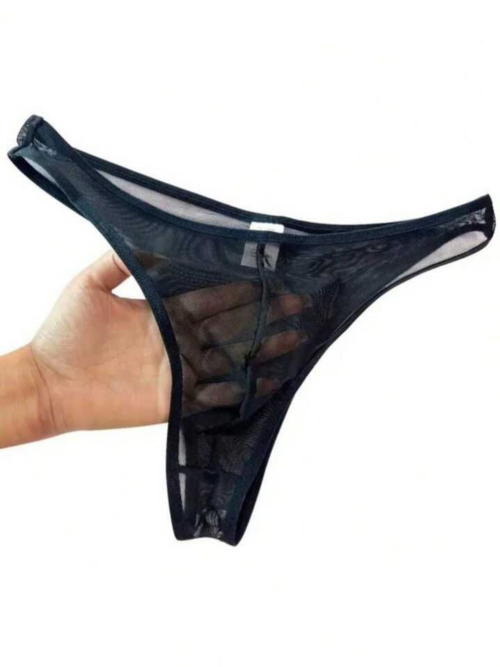 Bonga Boys Men's Solid Mesh Transparent Bulge Thongs Underwear